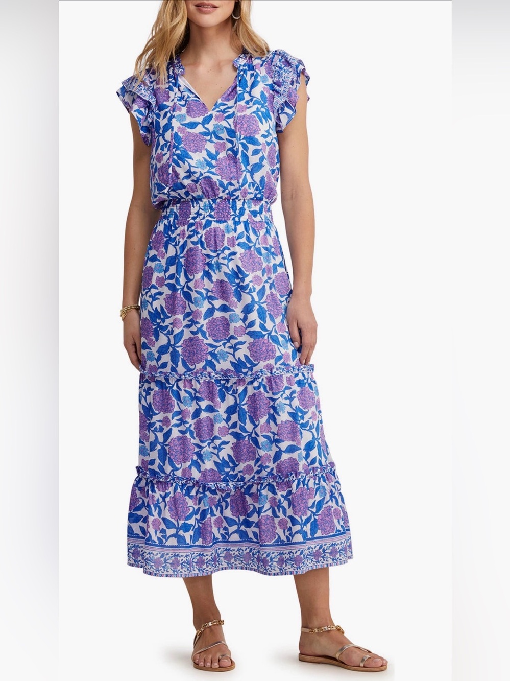 Vineyard Vines Hydrangea Print Maxi Dress, Medium